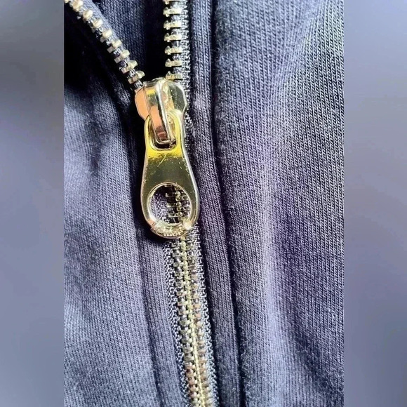 Authentic Chloe girls designer full zip navy pink stripes long  sleeve hoodie 5 - Picture 5 of 6